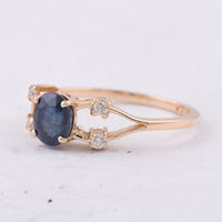 1.12 Ct Oval Natural Sapphire 14K Gold Ring
