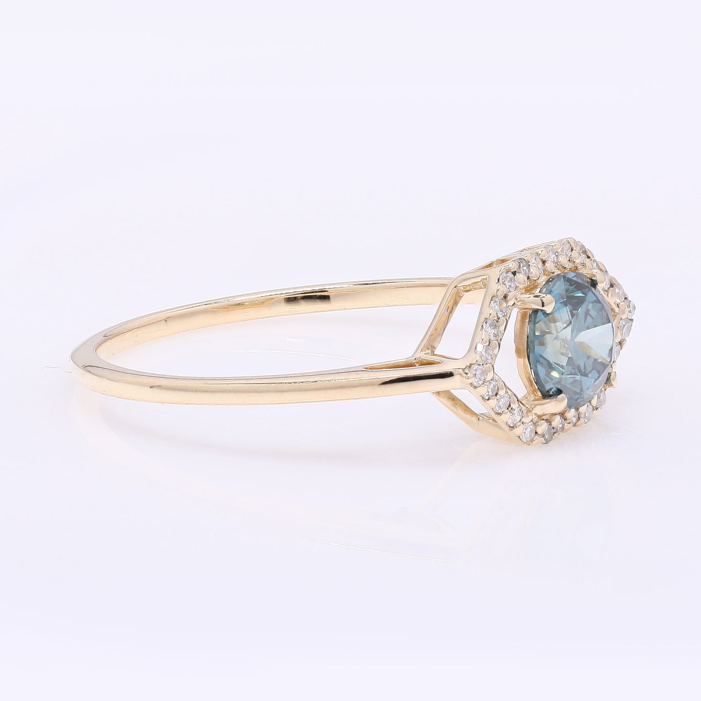0.67 Ct Round Blue Diamond 14K Gold Ring