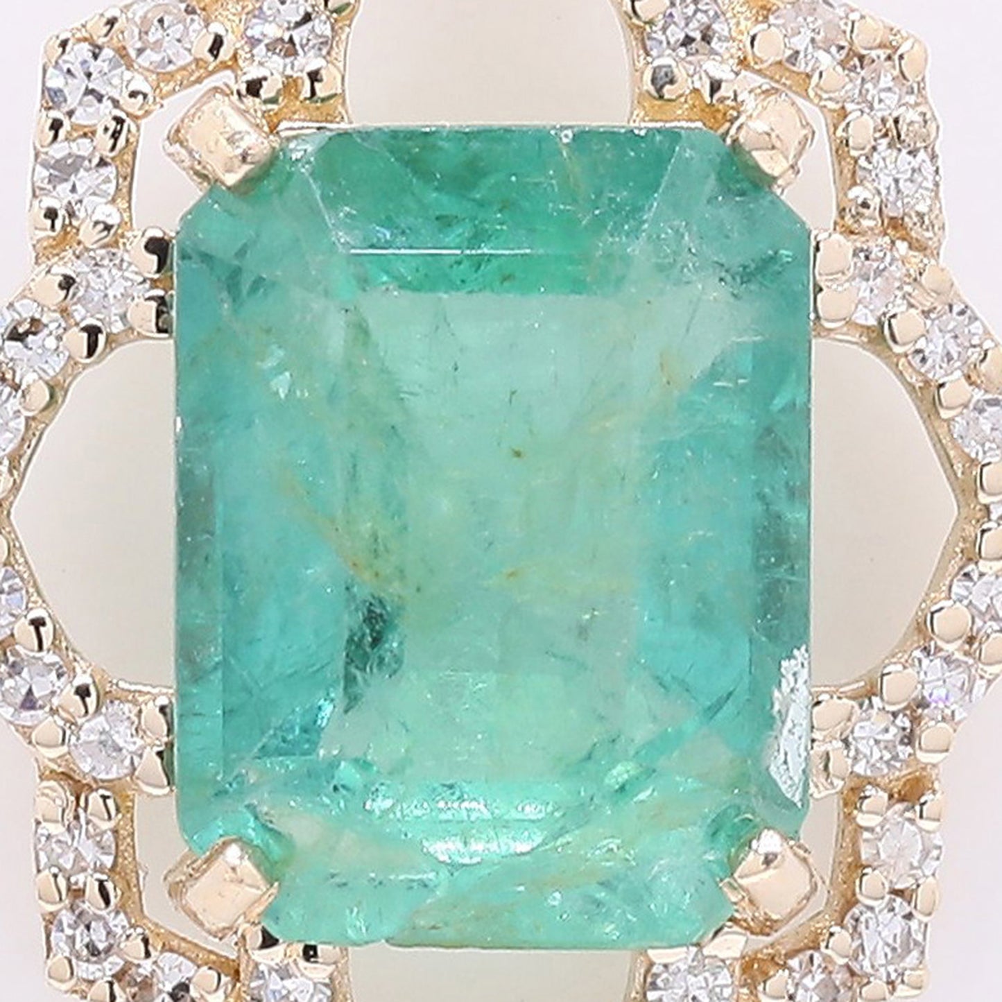 2.11 Ct Octagon Step Cut Natural Emerald 14K Gold Pendant