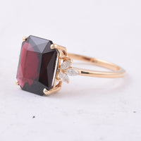 4.34 Ct Octagon Natural Garnet 14K Gold Ring