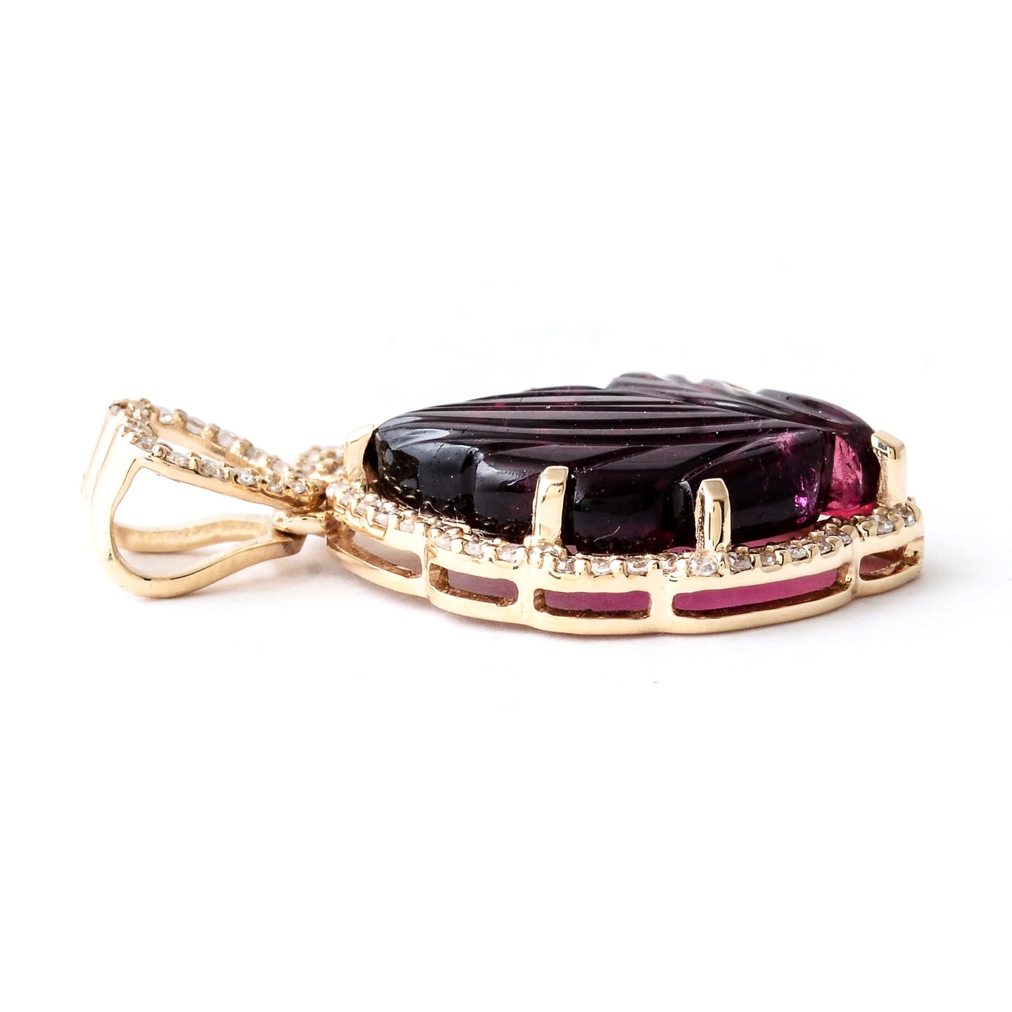 4.76 Ct Fancy Carving Natural Tourmaline 14K Gold Pendant