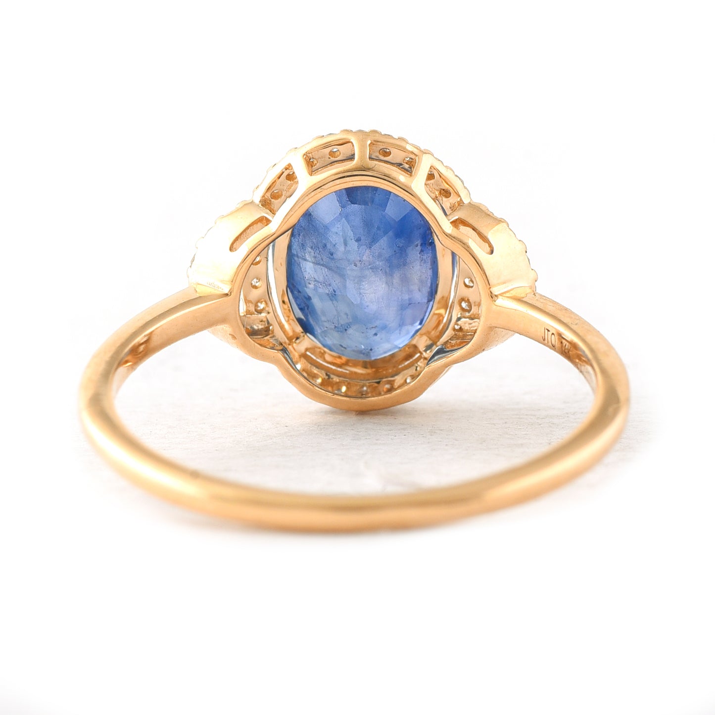 2.63 Ct Oval Mixed Cut Natural Sapphire 14K Gold Ring