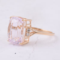6.56 Ct Cushion Natural Kunzite 14K Gold Ring