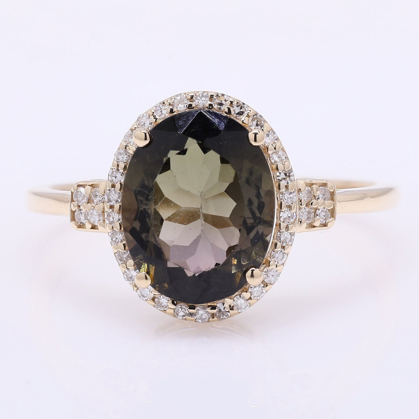 2.38 Ct Oval Mixed Cut Natural Tourmaline 14K Gold Ring