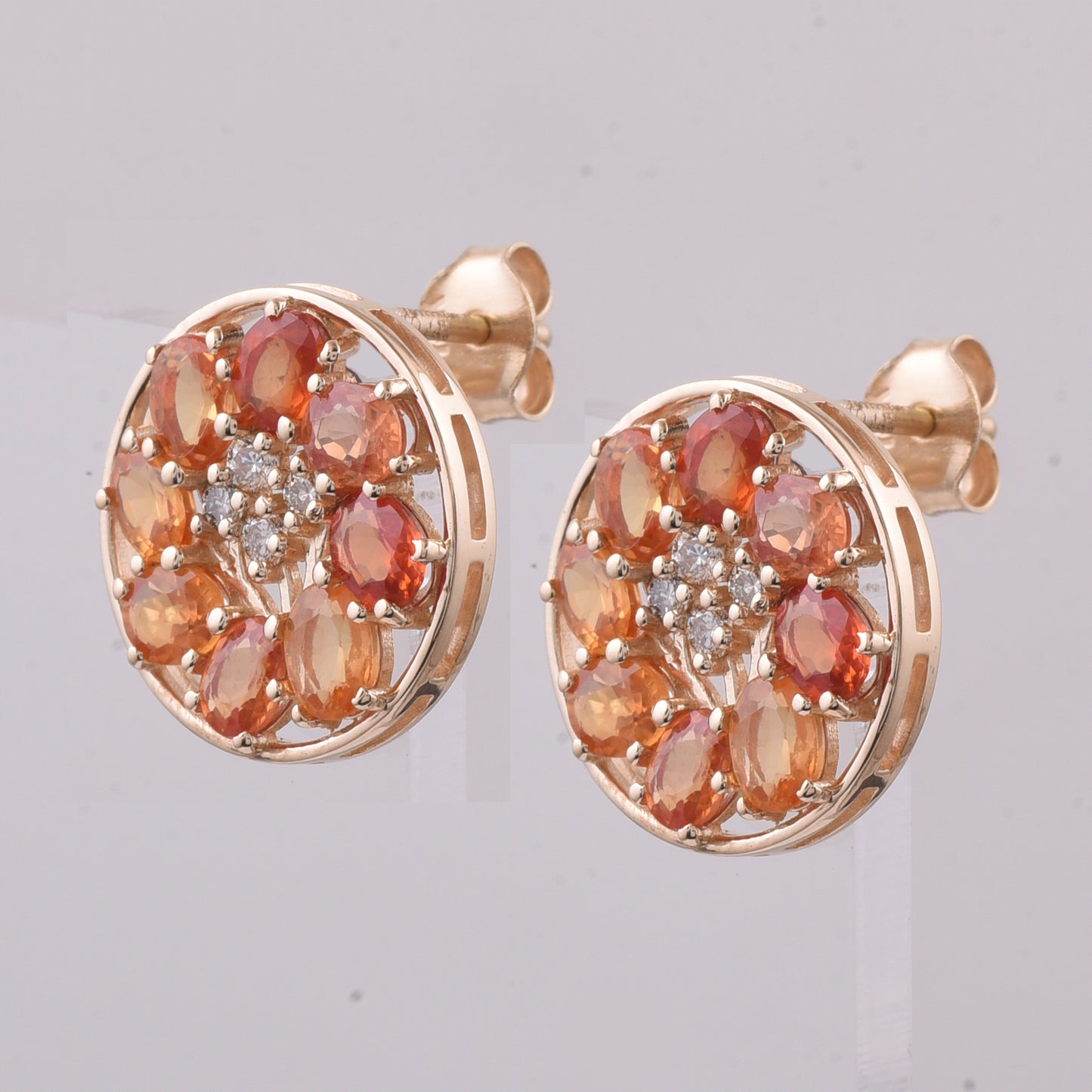 3.48 Ct Oval Natural Multi-Coloured Sapphire 14K Gold Earrings