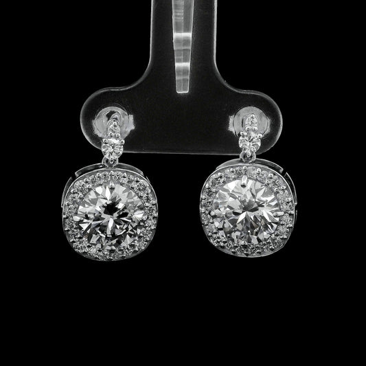 4.69 Ct Round Lab Grown Diamond 14K Gold Earrings