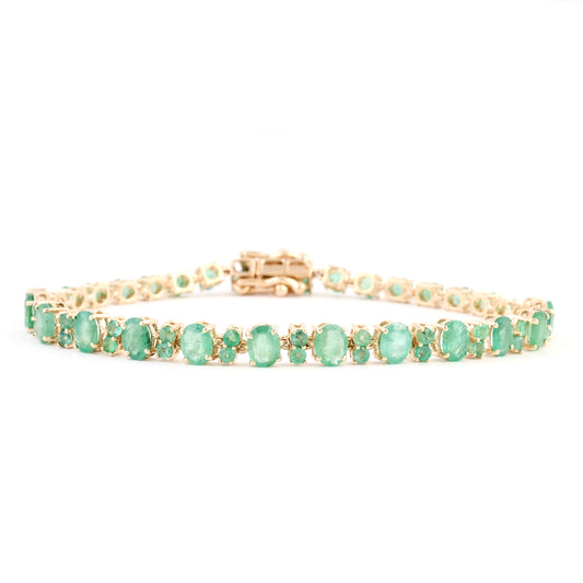 6.48 Ct Oval Emerald 14K Gold Bracelet