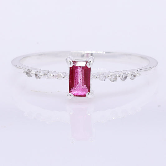 0.51 Ct Octagon Pink Topaz 925 Silver Ring