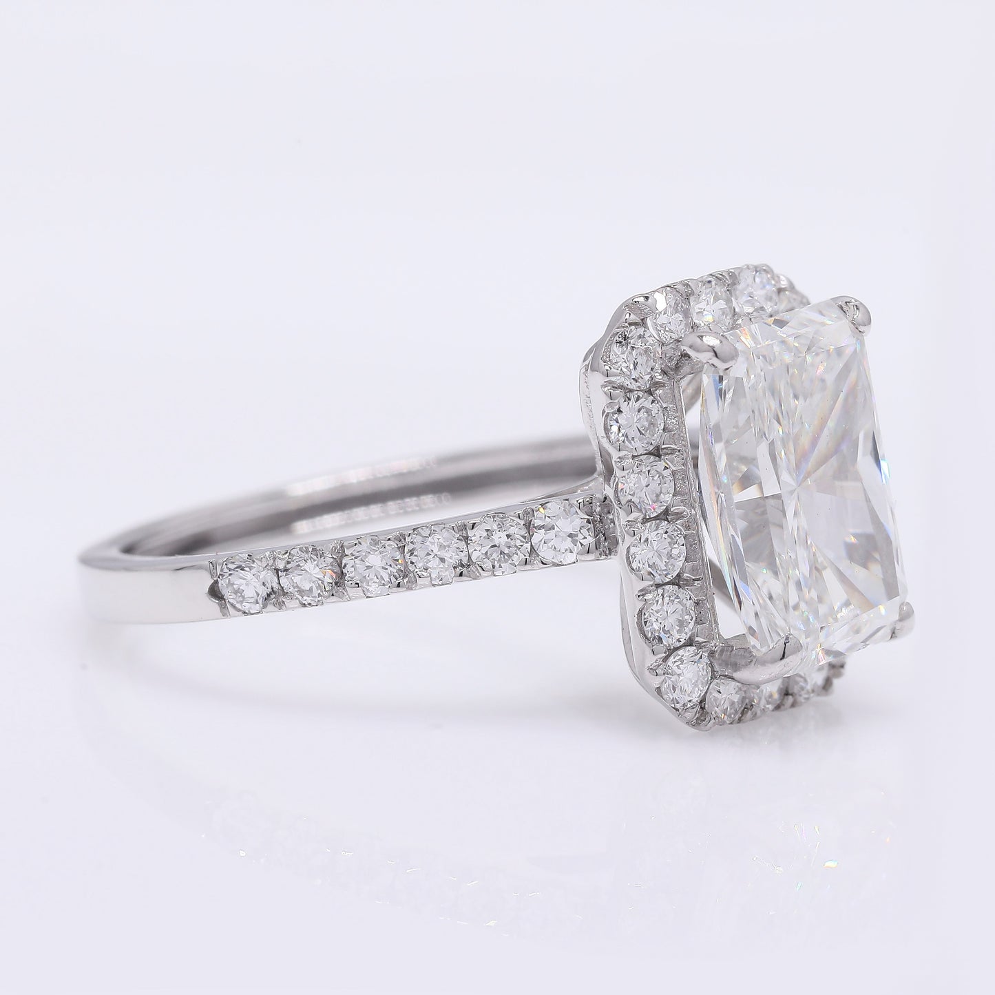 3.62 Ct Cut Cornered Rectangular Modified Brilliant Lab Grown Diamond 950 Platinum Ring