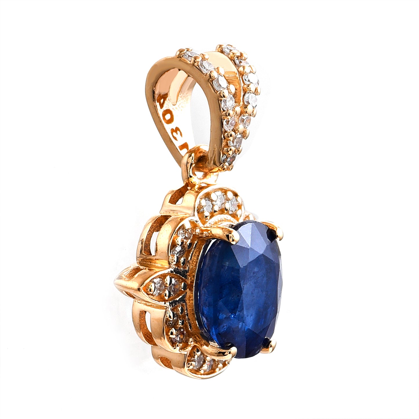 1.29 Ct Oval Mixed Cut Natural Sapphire 14K Gold Pendant