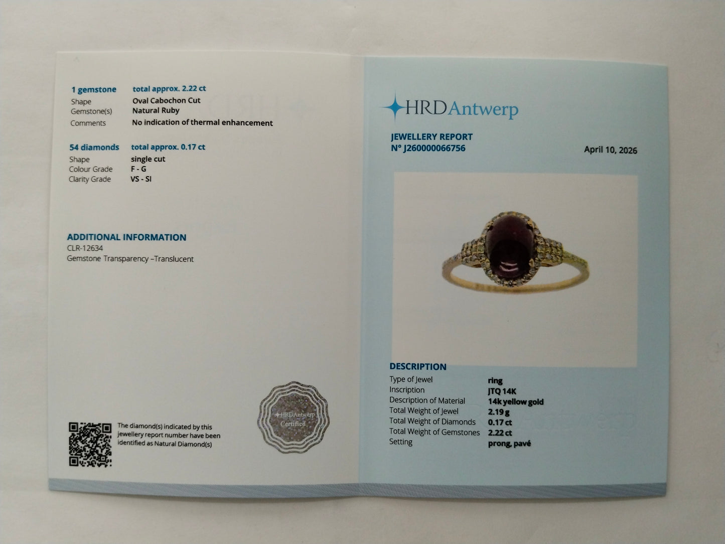 2.39 Ct Oval Cabochon Cut Natural Ruby 14K Gold Ring