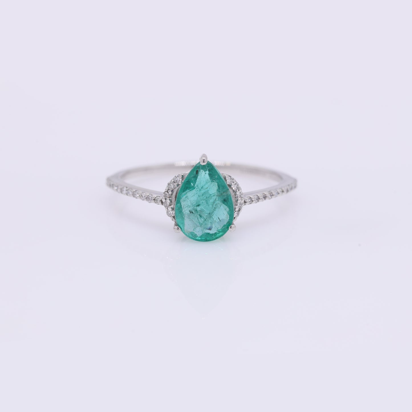 1.36 Ct Pear Mixed Cut Natural Emerald 950 Platinum Ring