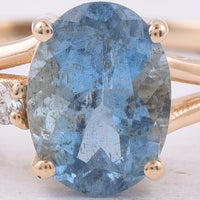 1.20 Ct Oval Natural Aquamarine 14K Gold Ring