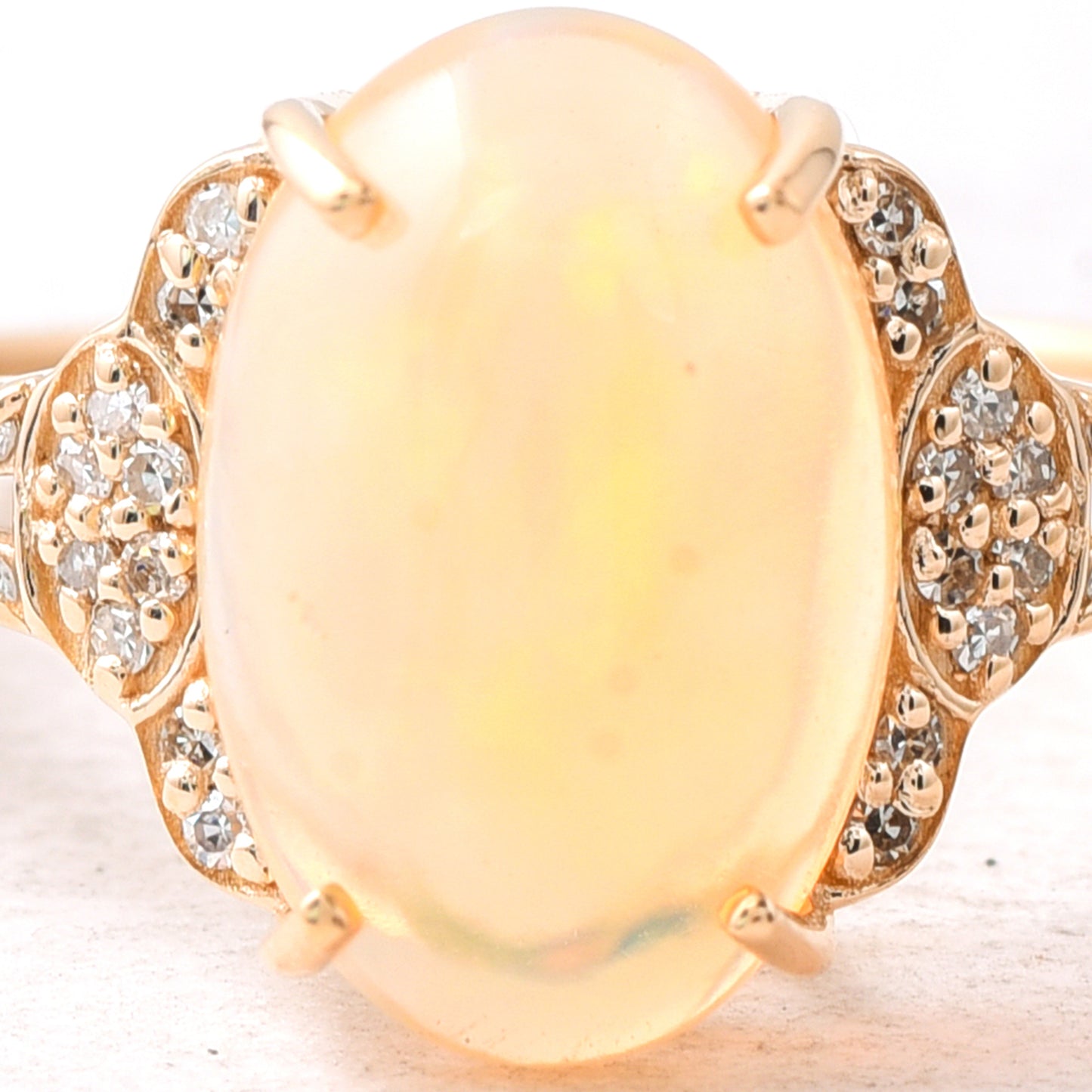 2.33 Ct Oval Cabochon Cut Natural Opal 14K Gold Ring