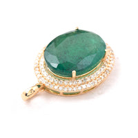6.29 Ct Oval Mixed Cut Natural Emerald 14K Gold Pendant