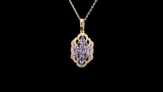 0.93 Ct Marquise Tanzanite 14K Gold Pendant
