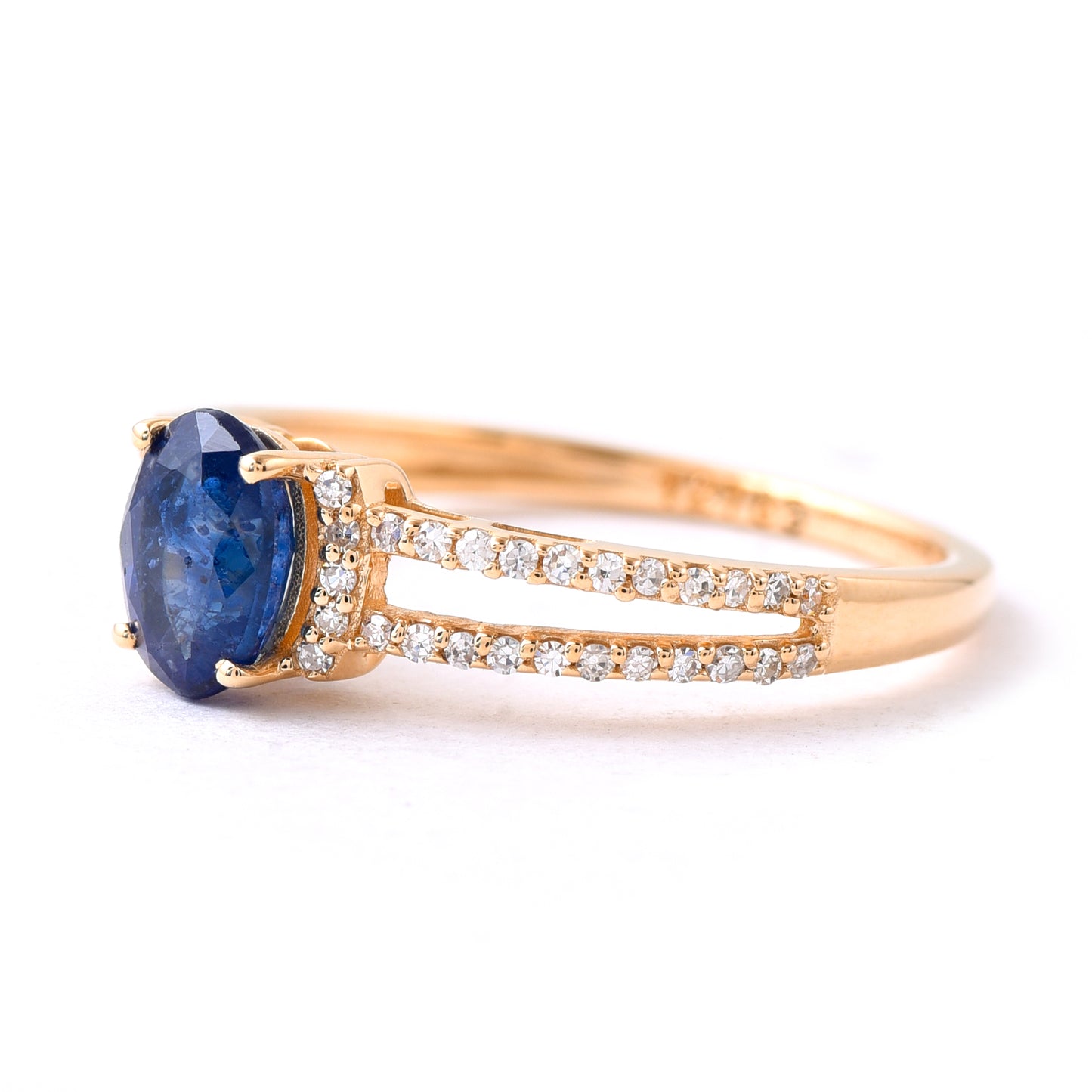 1.16 Ct Oval Mixed Cut Natural Sapphire 14K Gold Ring