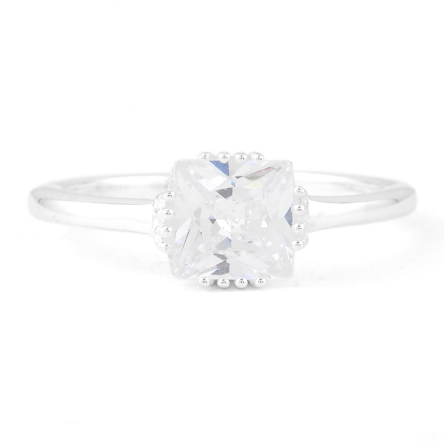 2.66 Ct Square Cubic Zirconia 925 Sterling Silver Ring