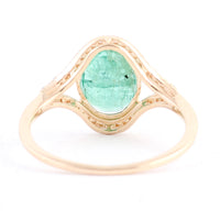 1.87 Ct Oval Mixed Cut Natural Beryl Emerald 14K Gold Ring