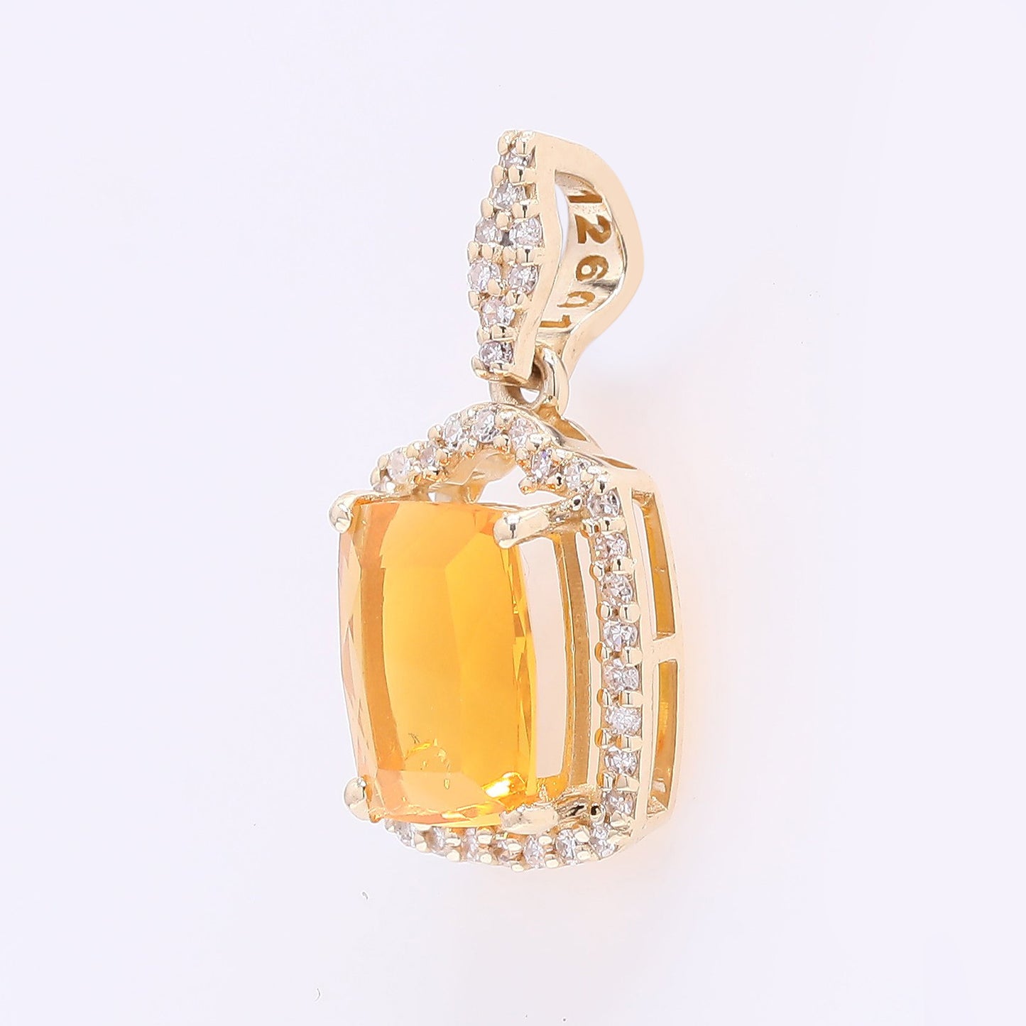 1.17 Ct Cushion Mixed Cut Natural Fire Opal 14K Gold Pendant