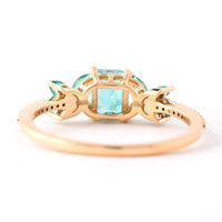 0.95 Ct Octagon Step Cut, Marquise Mixed Cut Natural Emerald 14K Gold Ring