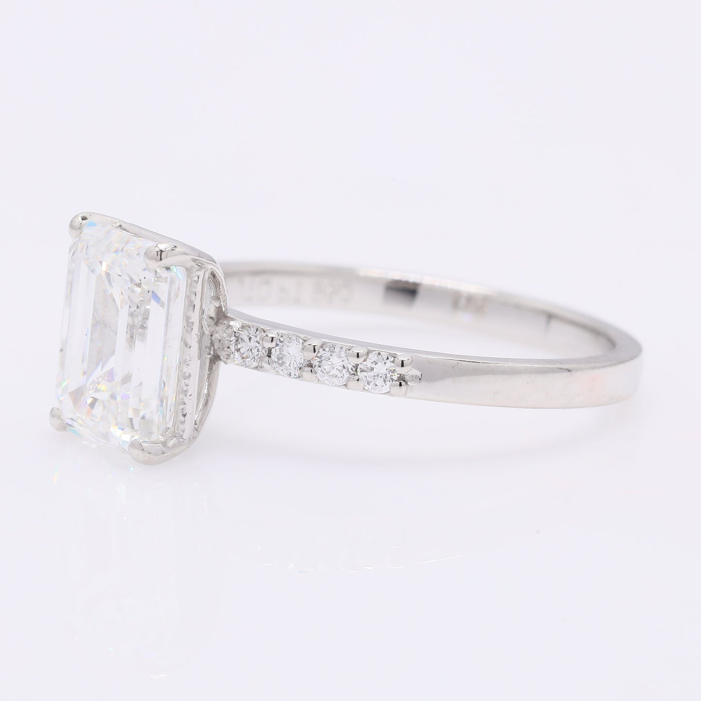 2.46 Ct Emerald Cut Lab Grown Diamond 950 Platinum Ring