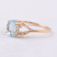 1.57 Ct Oval Natural Aquamarine 14K Gold Ring