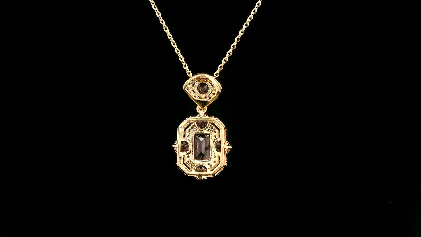 1.46 Ct Octagon Tourmaline 14K Gold Pendant