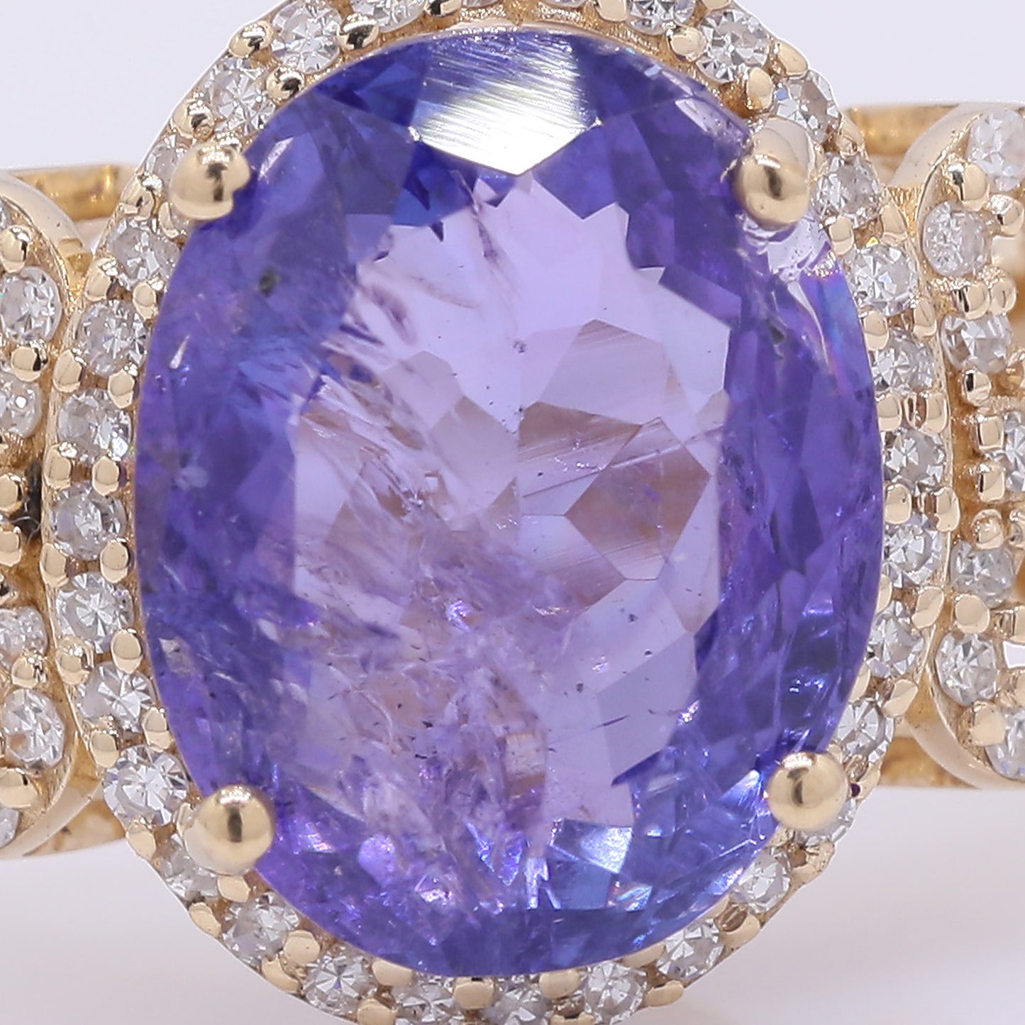 3.98 Ct Oval Mixed Cut Natural Tanzanite 14K Gold Ring