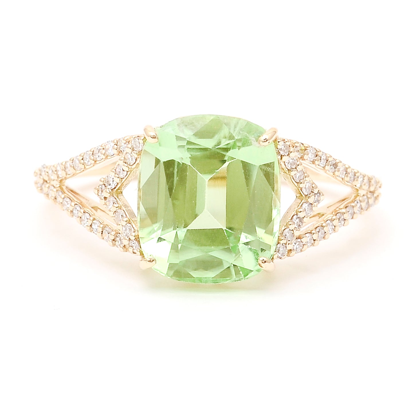 4.10 Ct Cushion Natural Eridot 14K Gold Ring