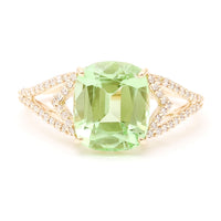 4.10 Ct Cushion Natural Eridot 14K Gold Ring