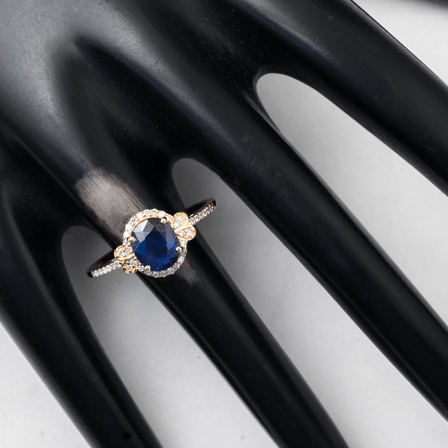 1.53 Ct Oval Mixed Cut Natural Sapphire 14K Gold Ring