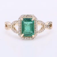 1.52 Ct Octagon Step Cut Natural Emerald 14K Gold Ring