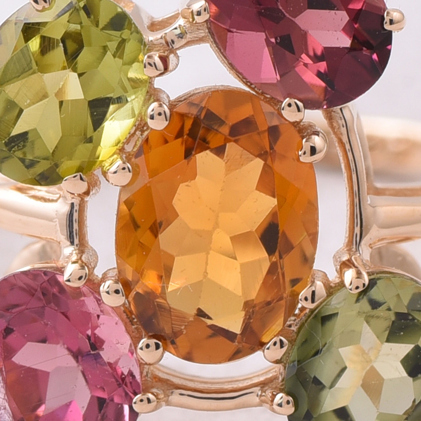 2.13 Ct Oval Natural Multi-Coloured Tourmaline 14K Gold Ring