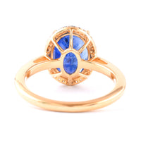 5.37 Ct Oval Blue Sapphire 18K Gold Ring