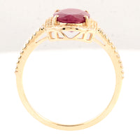 2.17 Ct Oval Mixed Cut Natural Corundum Ruby 14K Gold Ring
