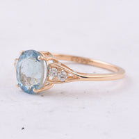 1.49 Ct Oval Natural Aquamarine 14K Gold Ring