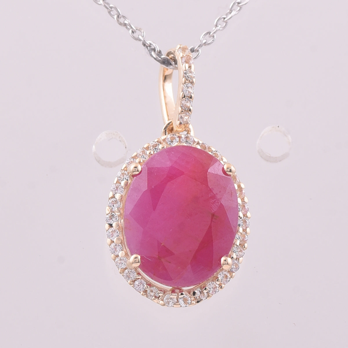 3.72 Ct Oval Ruby 9K Gold Pendant