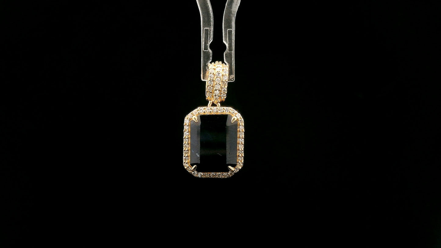 3.86 Ct Octagon Natural Sapphire 14K Gold Pendant