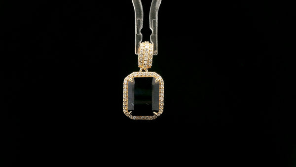3.86 Ct Octagon Natural Sapphire 14K Gold Pendant