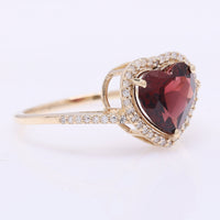 2.30 Ct Heart Mixed Cut Natural Garnet 14K Gold Ring
