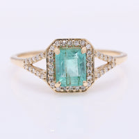 1.01 Ct Octagon Step Cut Natural Emerald 14K Gold Ring