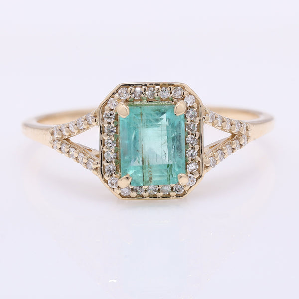 1.01 Ct Octagon Step Cut Natural Emerald 14K Gold Ring