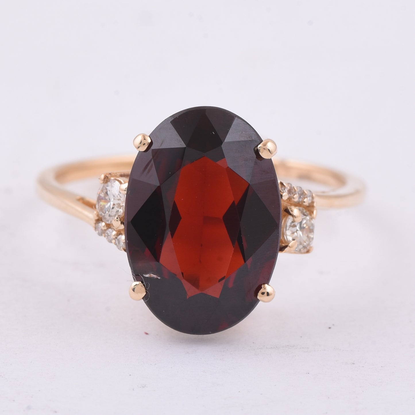 5.07 Ct Oval Natural Garnet 14K Gold Ring
