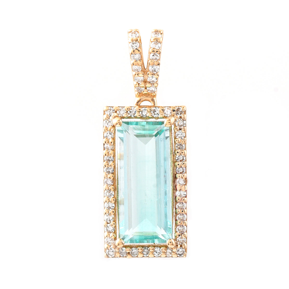 1.52 Ct Rectangle Step Cut Natural Emerald 14K Gold Pendant