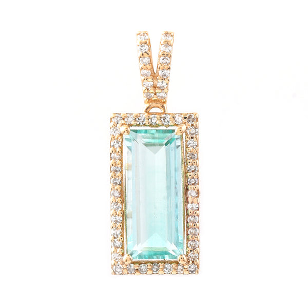 1.52 Ct Rectangle Step Cut Natural Emerald 14K Gold Pendant