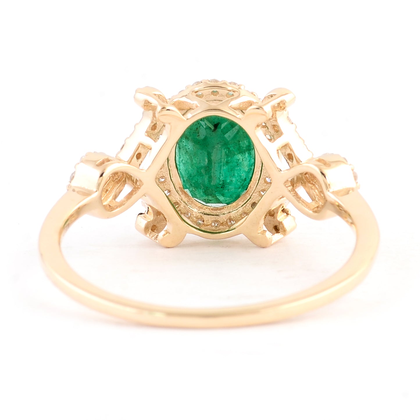 1.34 Ct Oval Mixed Cut Natural Beryl Emerald 14K Gold Ring