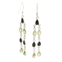 11.40 Ct Peridot, Sapphire 925 Sterling Silver Earrings