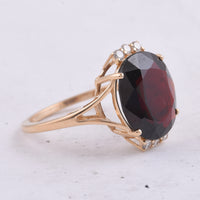 6.21 Ct Oval Natural Garnet 14K Gold Ring