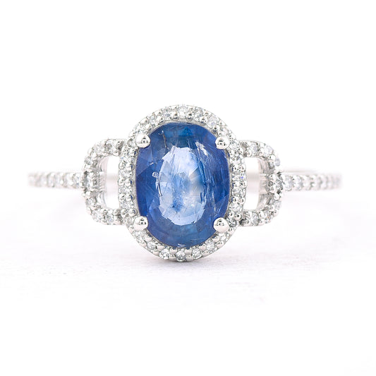 1.50 Ct Oval Mixed Cut Natural Sapphire 950 Platinum Ring